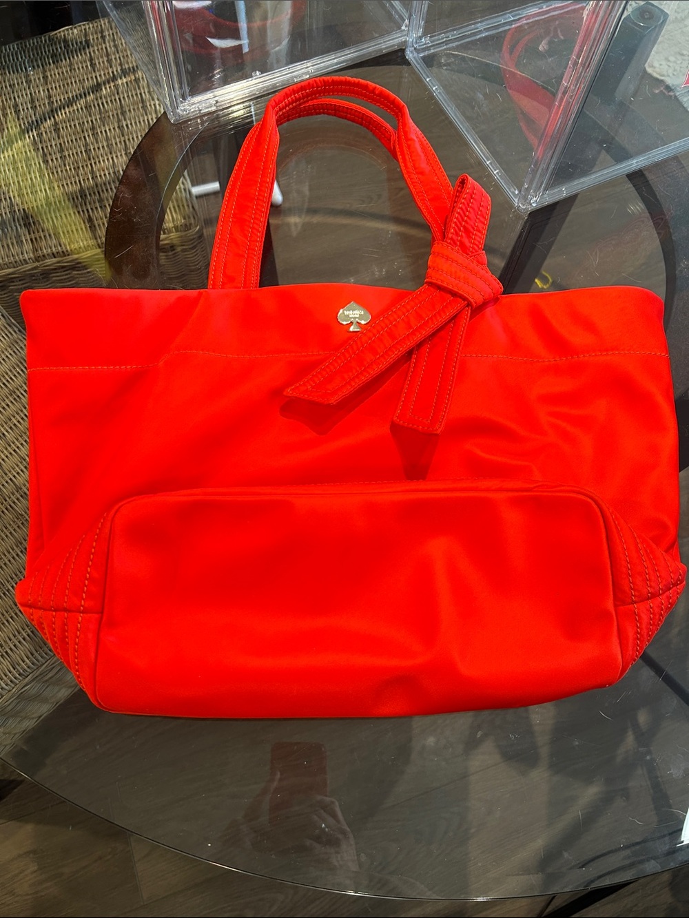 Kate Spade Red Tote Bag with Decorative Knot - Picture 6 of 8
